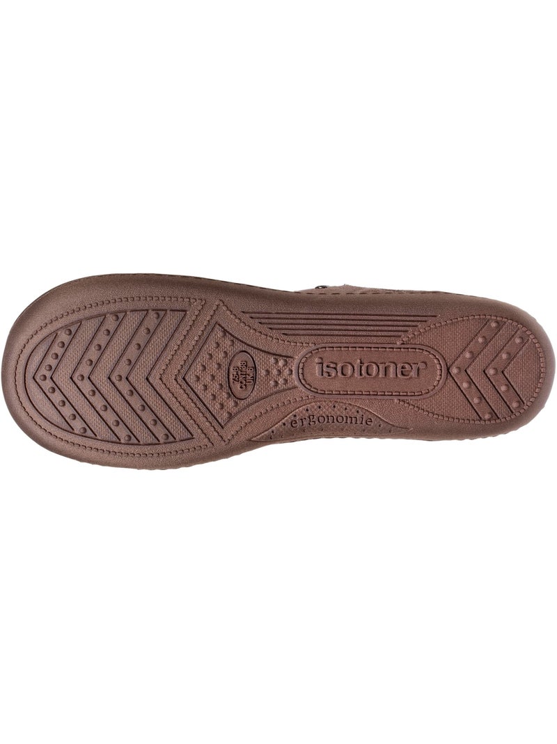 Chaussons mules ultra confortables et légères, en coton femme isotoner Taupe - Kiabi