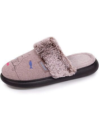 Chaussons mules ultra confortables et légères femme isotoner