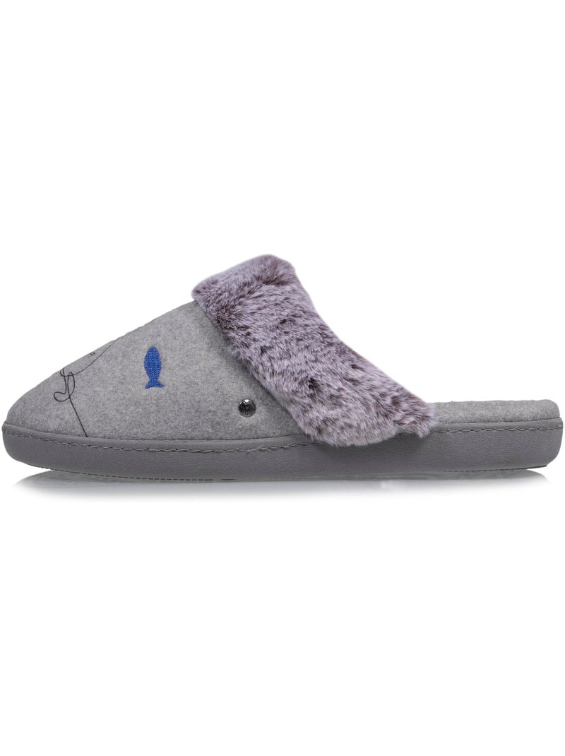 Chaussons mules ultra confortables et légers, mousse à femme isotoner Gris chiné - Kiabi
