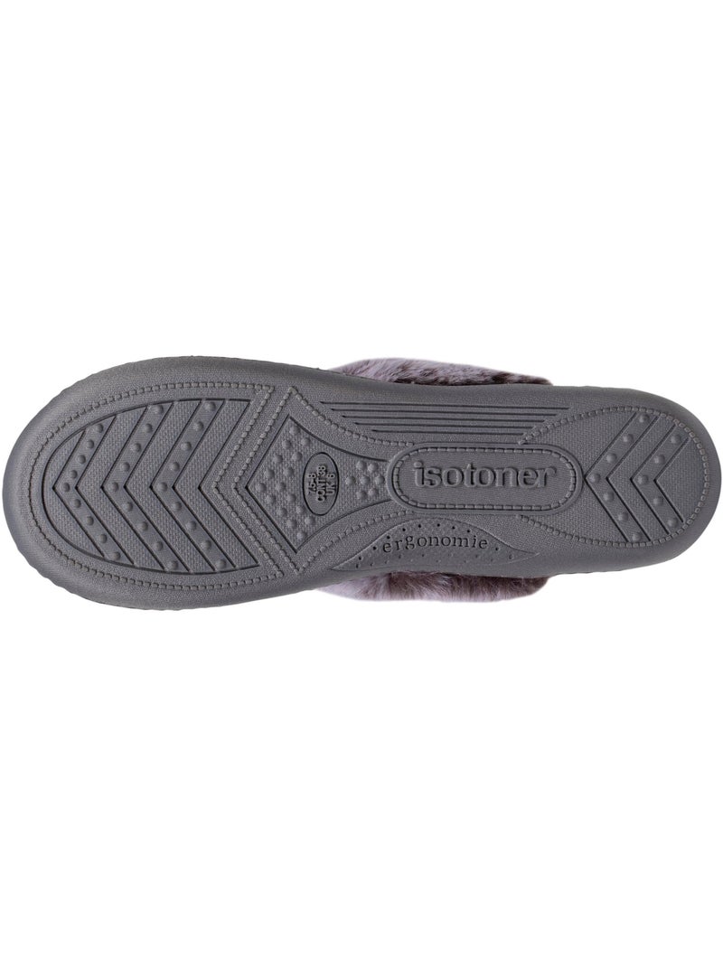 Chaussons mules ultra confortables et légers, mousse à femme isotoner Gris chiné - Kiabi