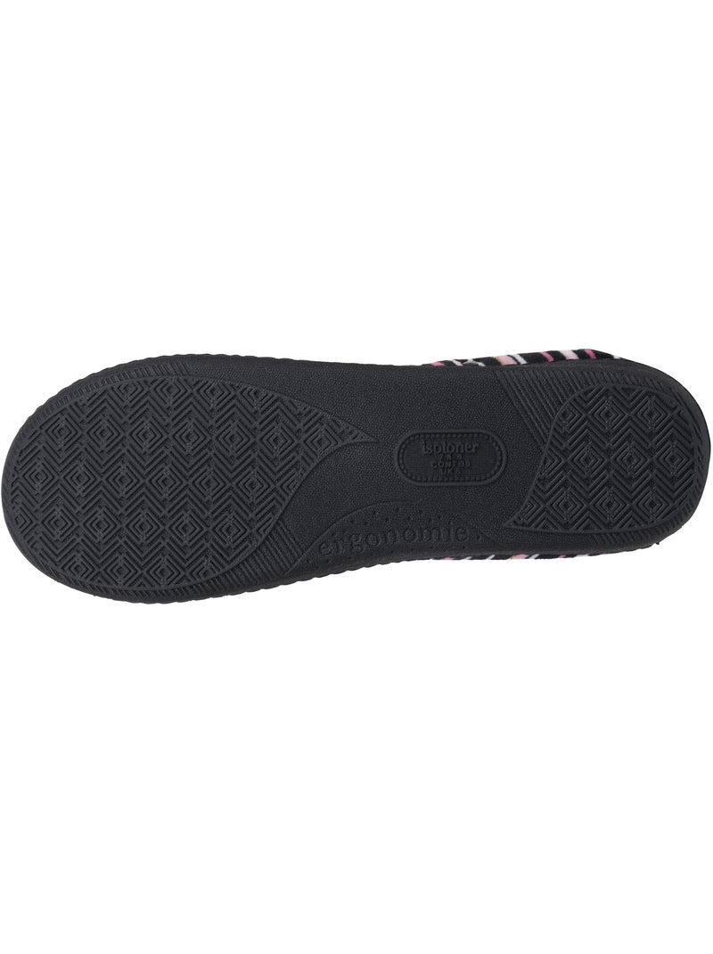 Chaussons mules ultra confortables et légers, mousse à femme isotoner Noir Rose Noir - Kiabi