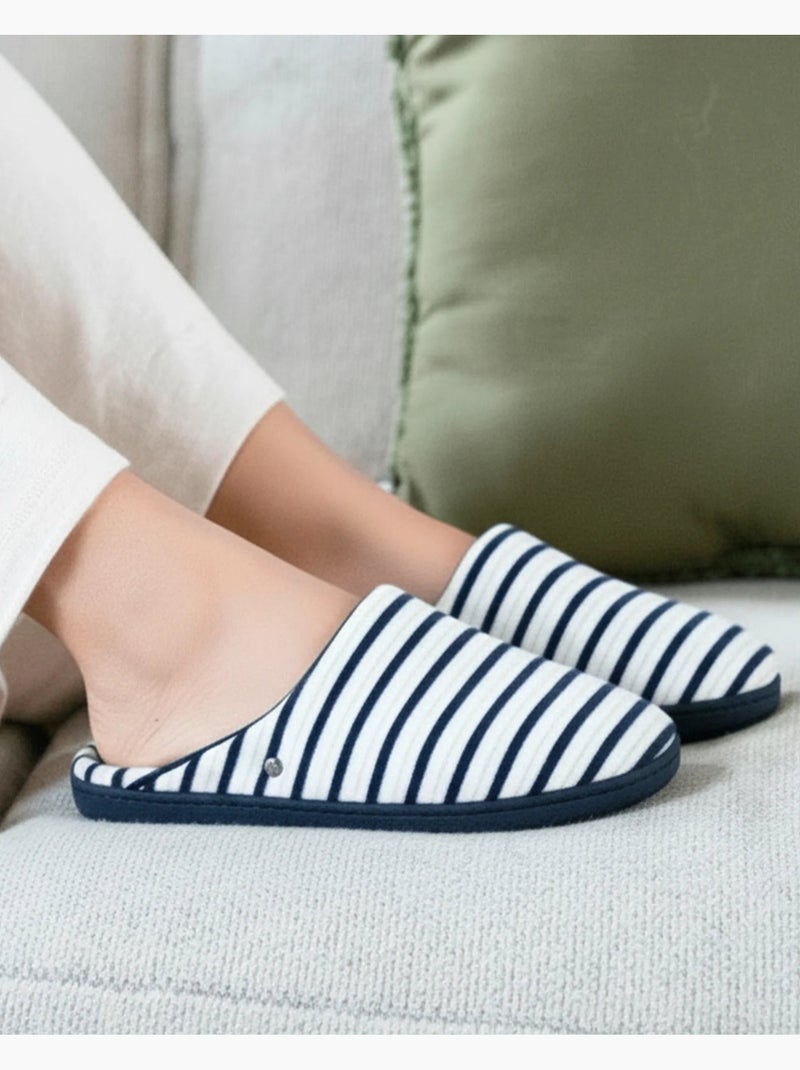 Chaussons mules ultra confortables et légers, mousse mémoire de forme, femme Isotoner Blanc Multicolore Bleu - Kiabi