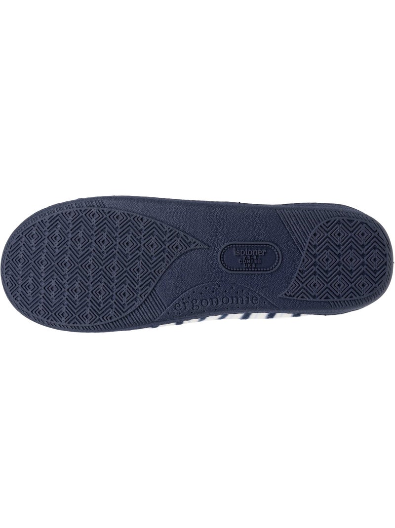 Chaussons mules ultra confortables et légers, mousse mémoire de forme, femme Isotoner Blanc Multicolore Bleu - Kiabi