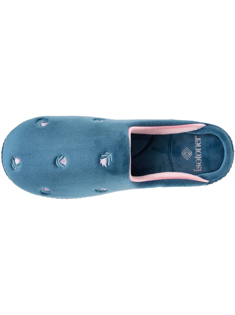 Chaussons mules ultra confortables et légers, mousse mémoire de forme, femme Isotoner Bleu canard - Kiabi
