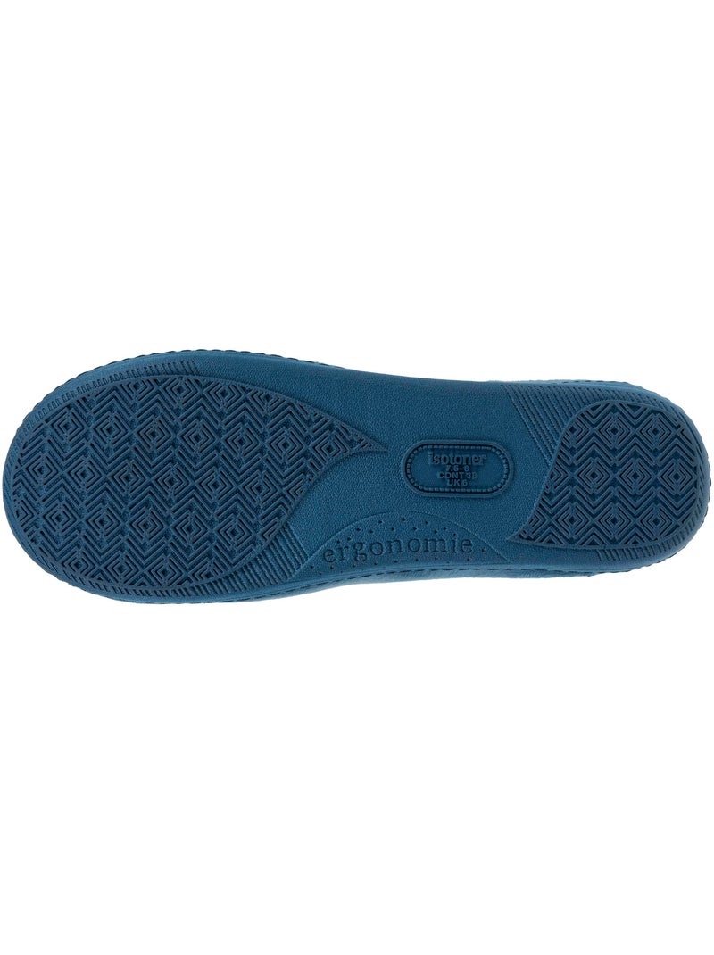 Chaussons mules ultra confortables et légers, mousse mémoire de forme, femme Isotoner Bleu canard - Kiabi