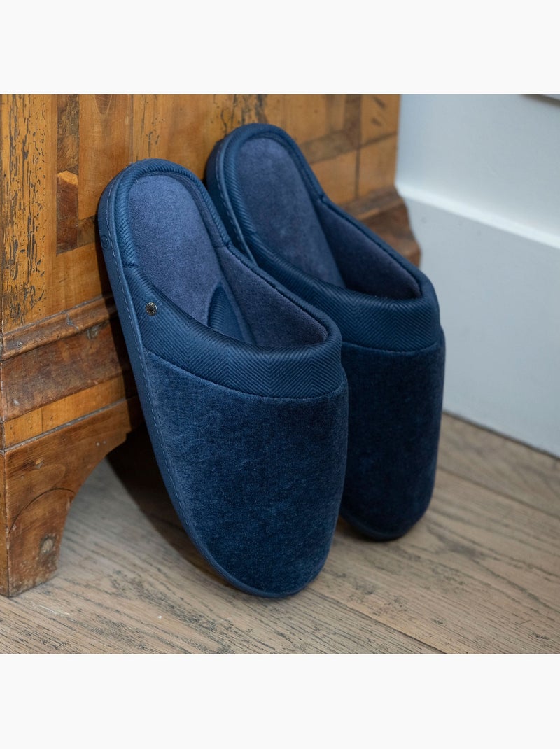 Chaussons mules ultra confortables et légers, mousse mémoire de forme, femme Isotoner Bleu marine - Kiabi