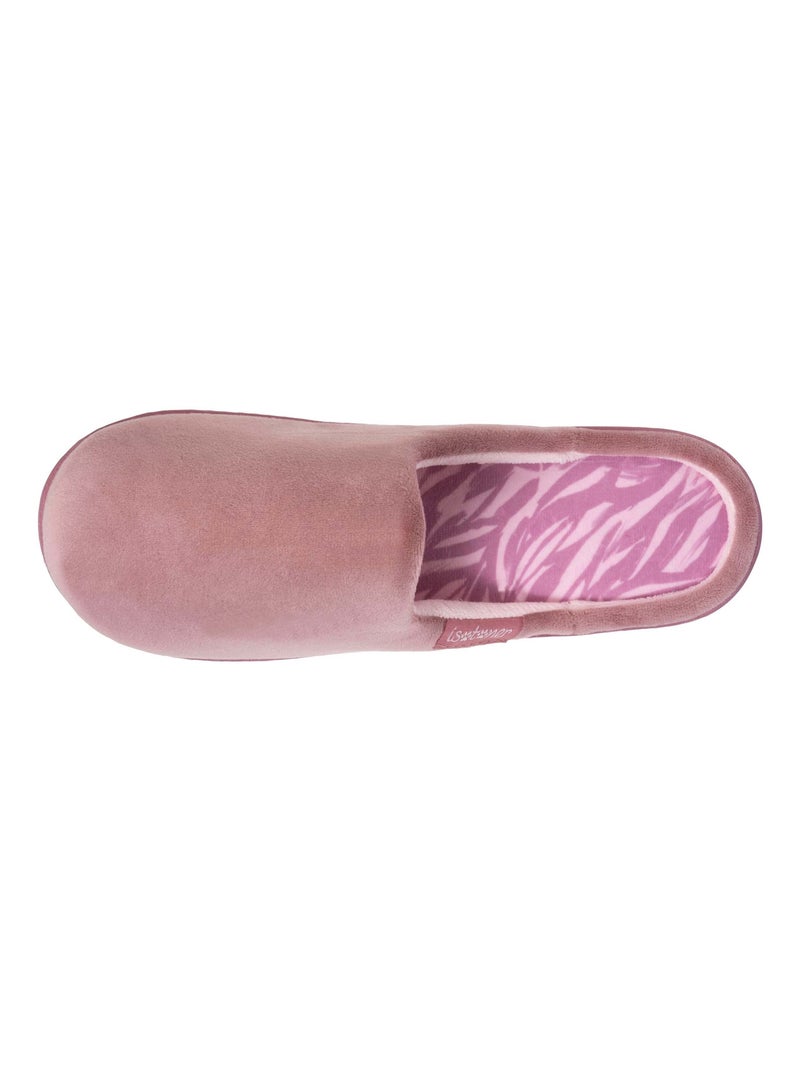 Isotoner - Pantoufles Mules Femme - Semelle Plateforme 3,5 Cm - Velours Doux Et Matelassé - Lavable En Machine