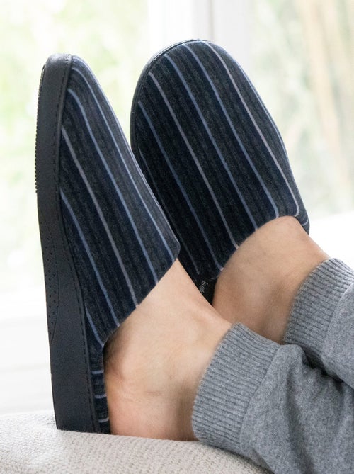 Chaussons mules ultra confortables, semelle mémoire de forme, soutien voûte plantaire homme Isotoner - Kiabi