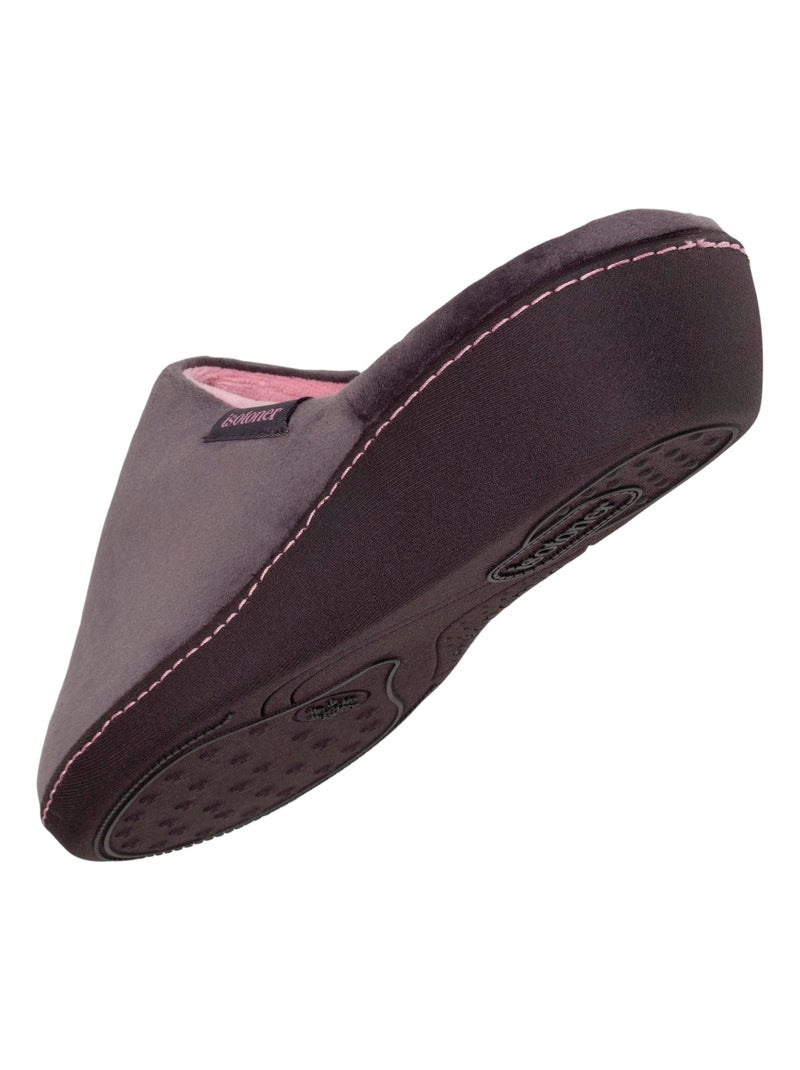 Chaussons mules ultra doux, ultra confort talon de 4 cm femme Isotoner Gris foncé - Kiabi