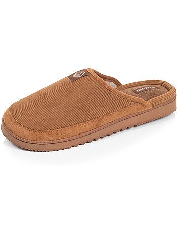 Chaussons mules velours chauds, semelle confort crantée homme Isotoner