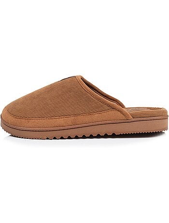 Chaussons mules velours chauds, semelle confort crantée homme Isotoner