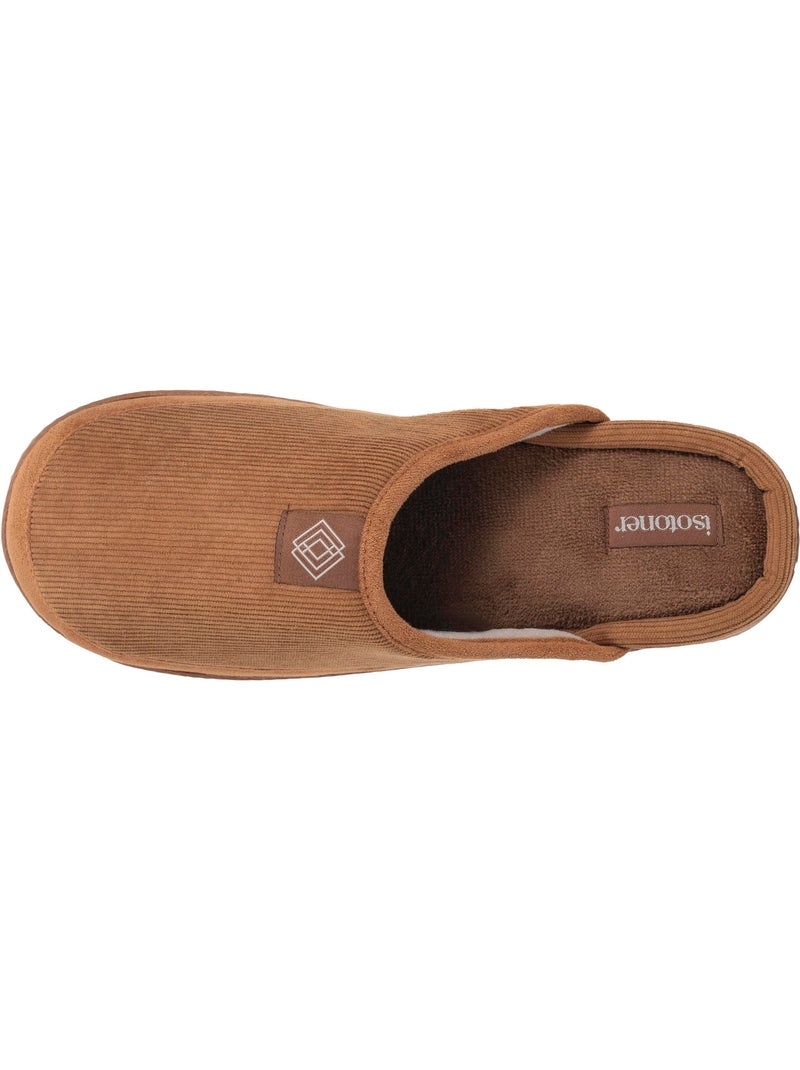 Chaussons mules velours chauds, semelle confort crantée homme isotoner Camel - Kiabi
