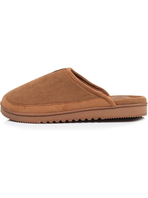 Chaussons mules velours chauds, semelle confort crantée homme isotoner - Kiabi
