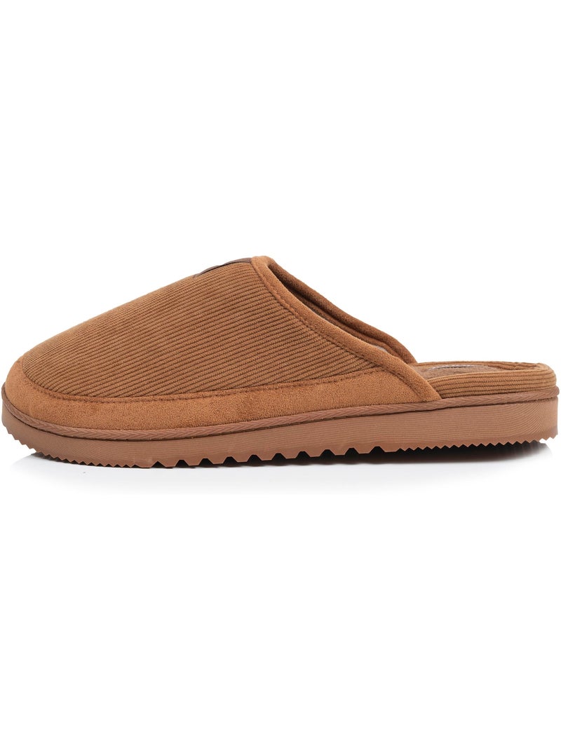 Chaussons mules velours chauds, semelle confort crantée homme isotoner Camel - Kiabi