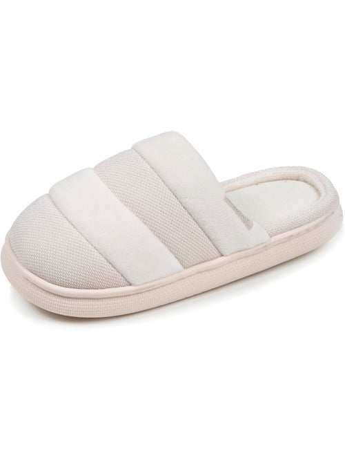 Chaussons mules velours et maille métalisée semelle femme Isotoner - Kiabi