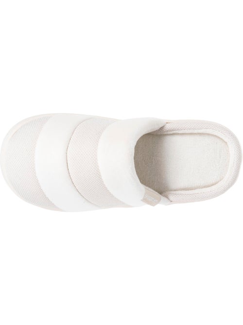Chaussons mules velours et maille métalisée semelle femme Isotoner - Kiabi