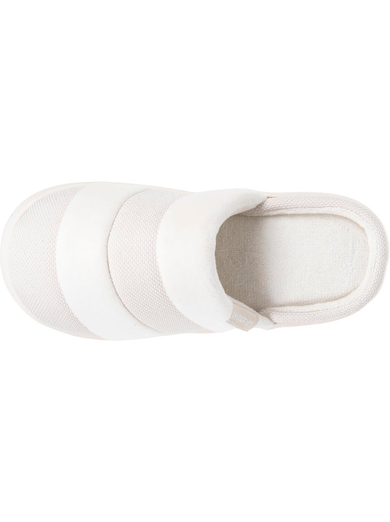 Chaussons mules velours et maille métalisée semelle femme Isotoner Ivoire - Kiabi