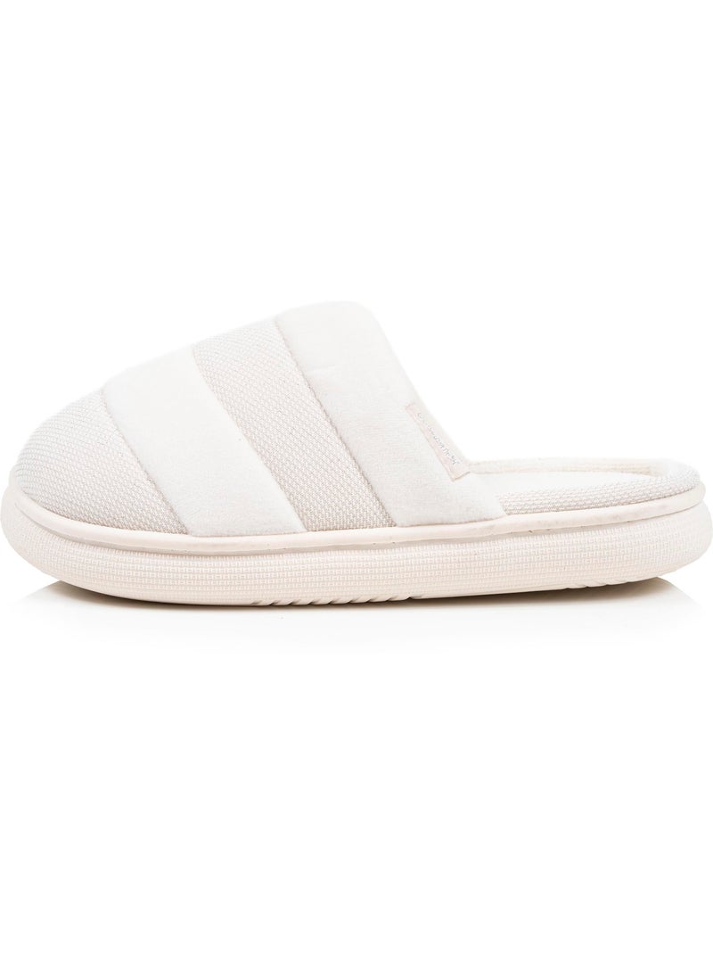 Chaussons mules velours et maille métalisée semelle femme Isotoner Ivoire - Kiabi