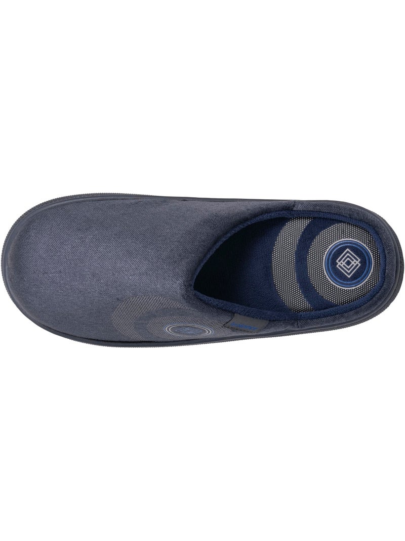 Chaussons mules velours semelle bloup extra confort homme isotoner Bleu marine - Kiabi