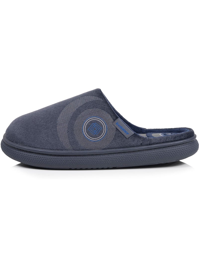 Chaussons mules velours semelle bloup extra confort homme isotoner Bleu marine - Kiabi