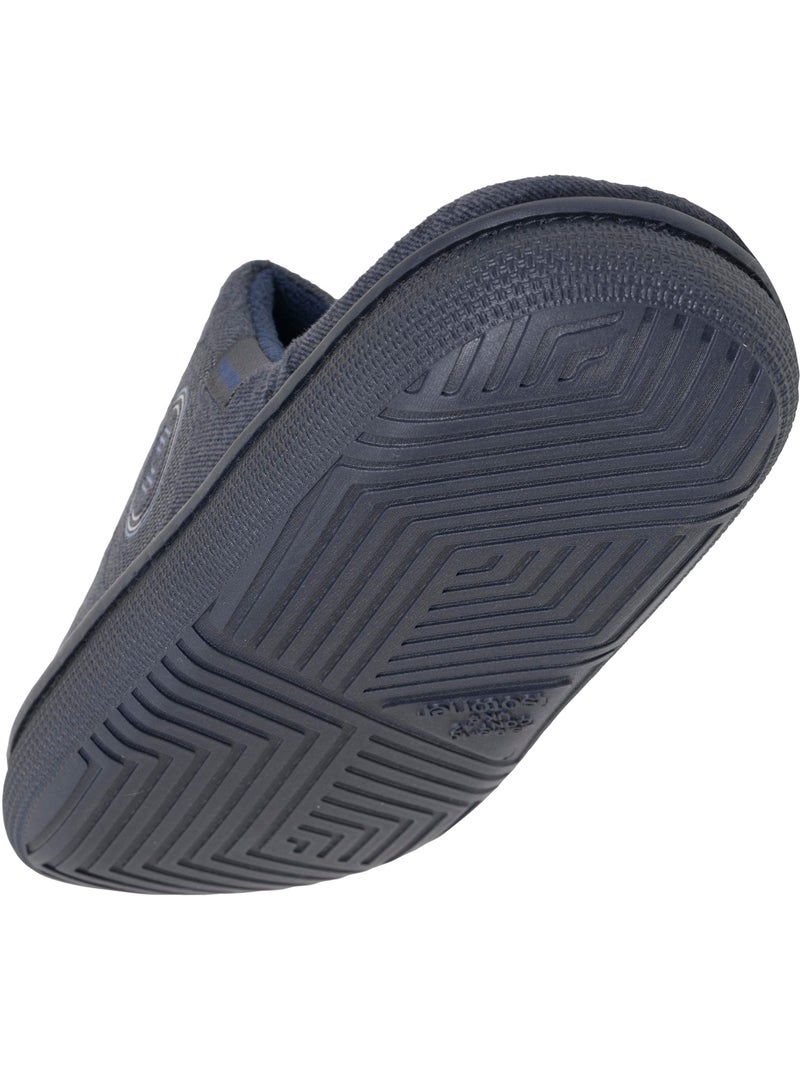 Chaussons mules velours semelle bloup extra confort homme isotoner Bleu marine - Kiabi