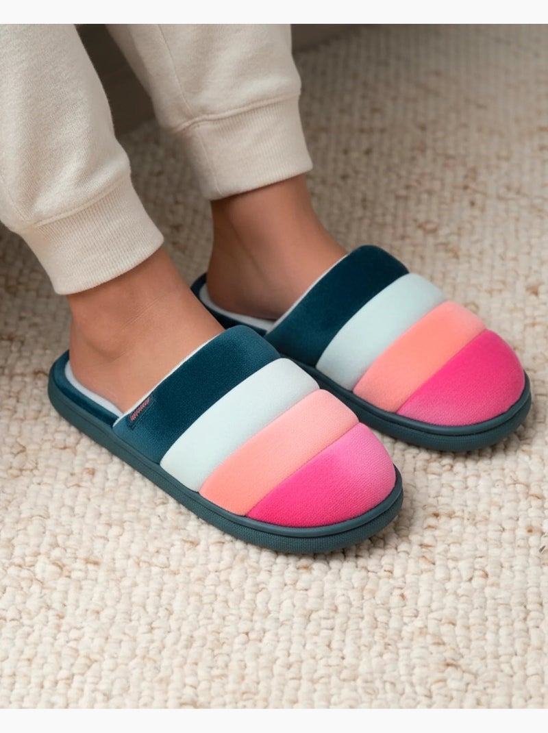 Chaussons mules velours semelle bloup XTRA Confort femme Isotoner Multicolore - Kiabi