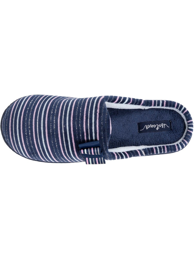 Chaussons mules velours semelle ergonomique femme Isotoner Bleu Rose - Kiabi