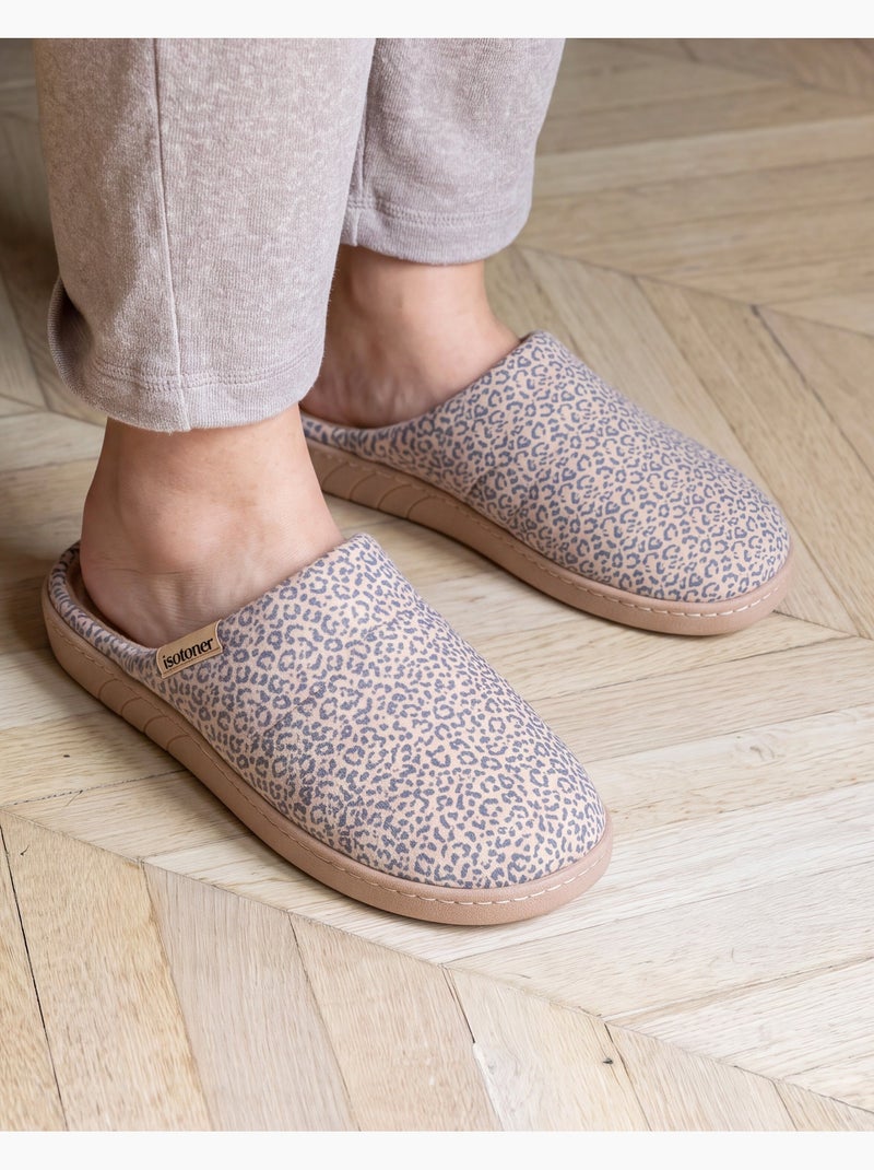 Chaussons mules velours semelle ergonomique, mousse à femme Beige - Kiabi
