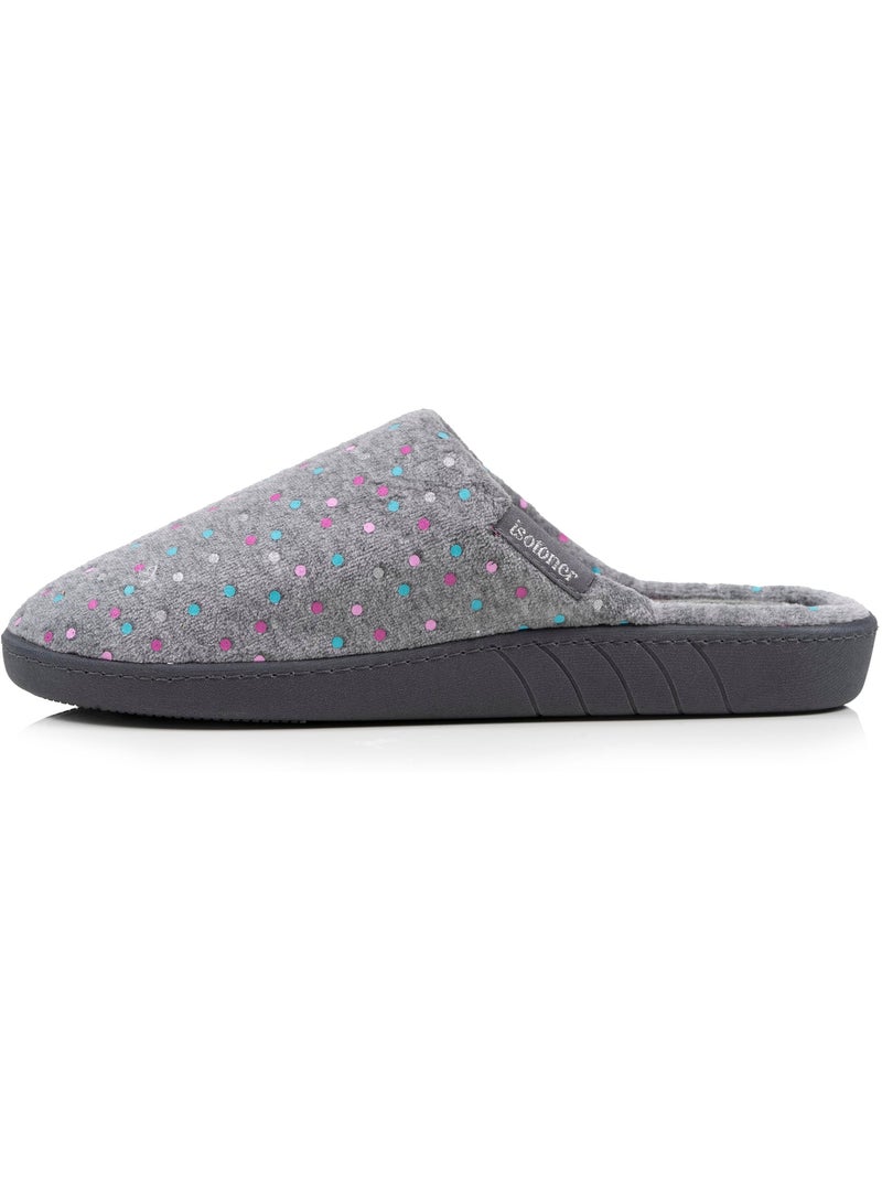 Chaussons mules velours semelle ergonomique, mousse à femme Gris - Kiabi