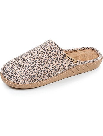 Chaussons mules microvelours semelle ergonomique, mousse femme Isotoner