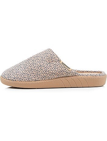 Chaussons mules microvelours semelle ergonomique, mousse femme Isotoner
