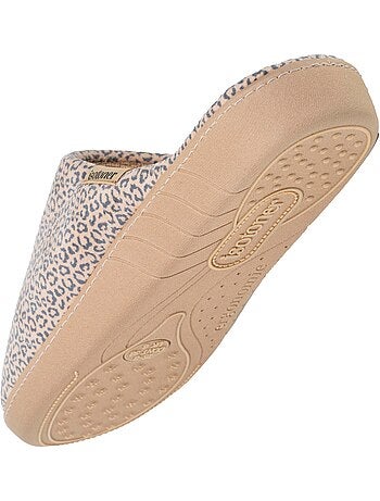 Chaussons mules microvelours semelle ergonomique, mousse femme Isotoner