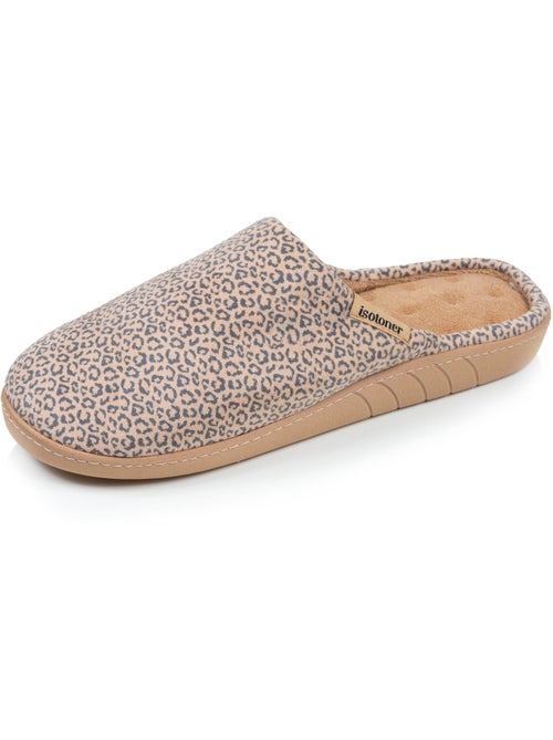 Chaussons mules velours semelle ergonomique, mousse à femme Isotoner - Kiabi