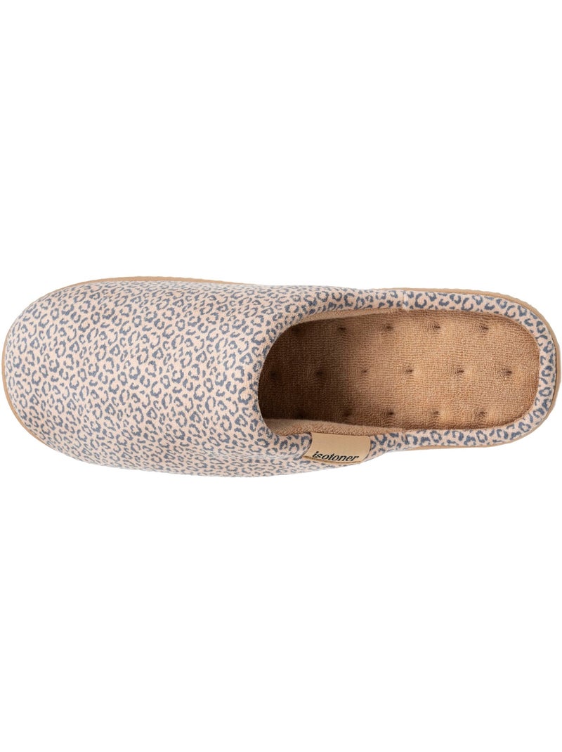 Chaussons mules velours semelle ergonomique, mousse à femme Isotoner Beige - Kiabi