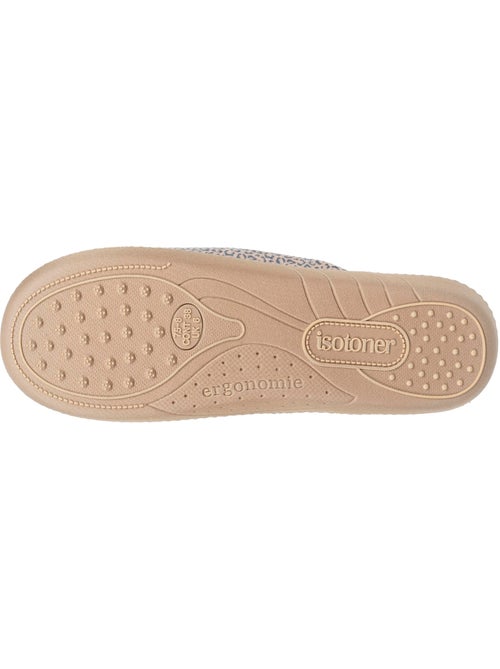 Chaussons mules velours semelle ergonomique, mousse à femme Isotoner - Kiabi