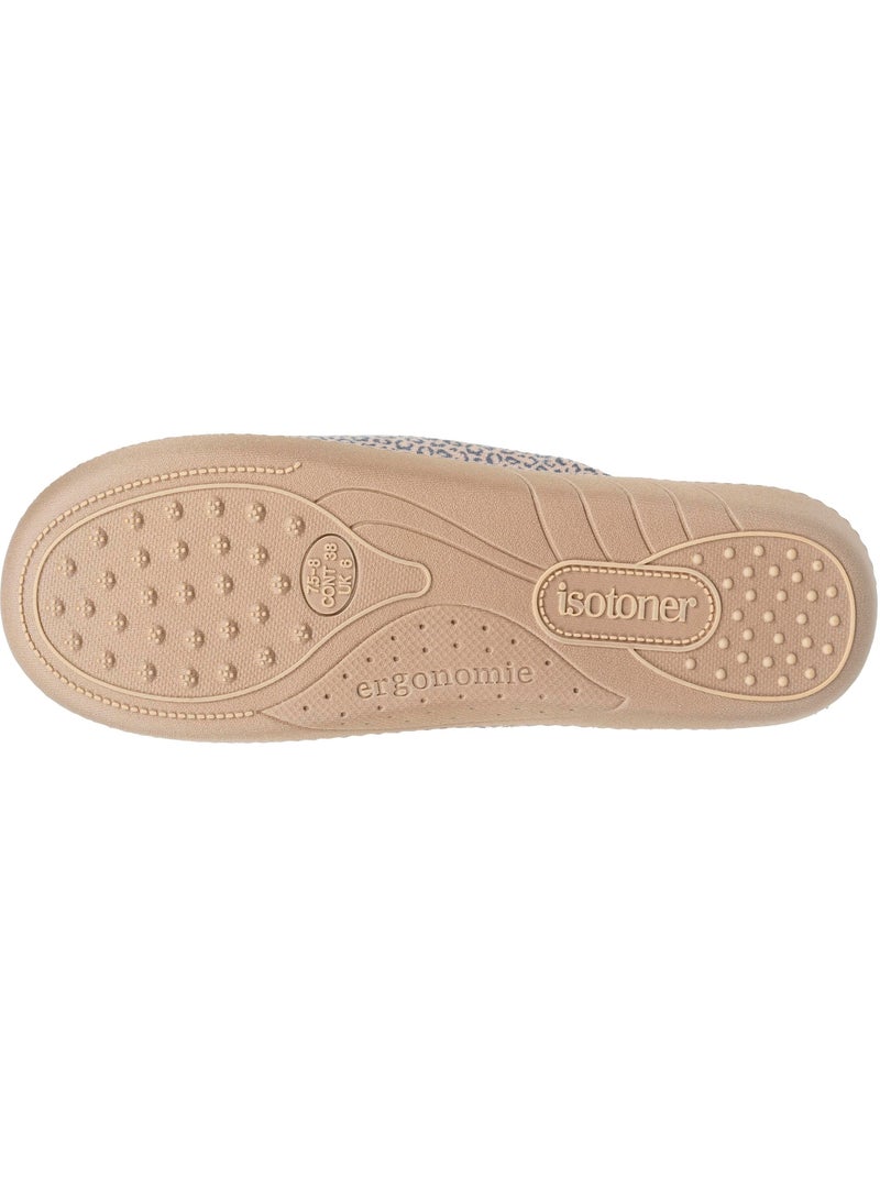 Chaussons mules velours semelle ergonomique, mousse à femme Isotoner Beige - Kiabi