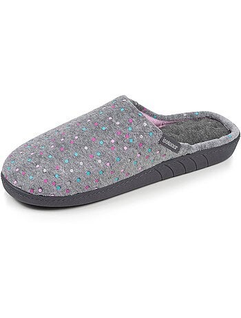 Chaussons mules microvelours semelle ergonomique, mousse femme Isotoner