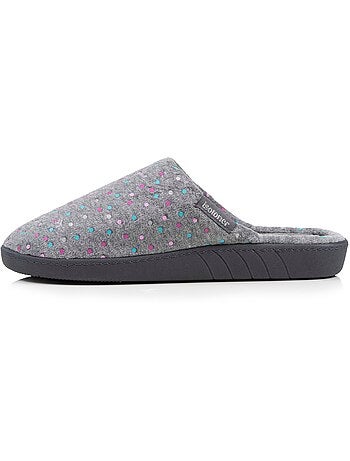 Chaussons mules microvelours semelle ergonomique, mousse femme Isotoner