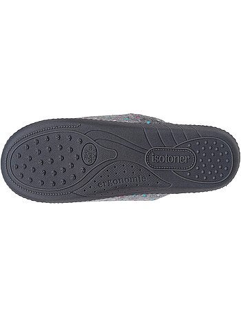 Chaussons mules microvelours semelle ergonomique, mousse femme Isotoner