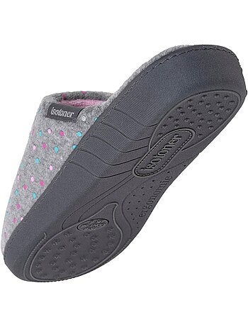 Chaussons mules microvelours semelle ergonomique, mousse femme Isotoner