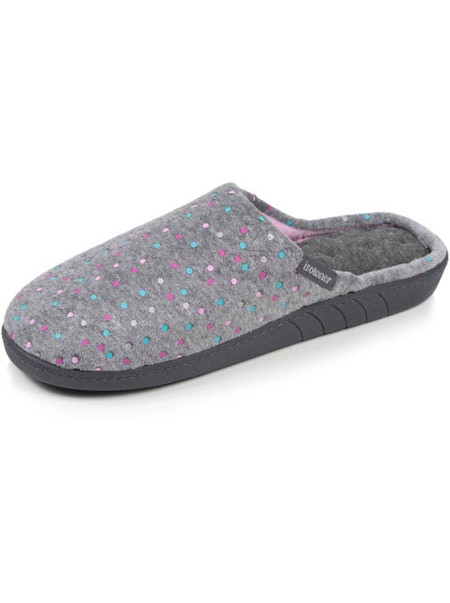 Chaussons mules velours semelle ergonomique, mousse à femme Isotoner - Kiabi