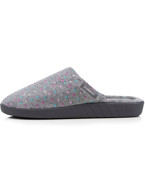 Chaussons mules velours semelle ergonomique, mousse à femme Isotoner - Kiabi
