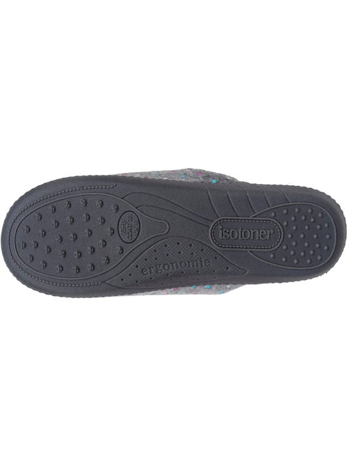 Chaussons mules velours semelle ergonomique, mousse à femme Isotoner - Kiabi