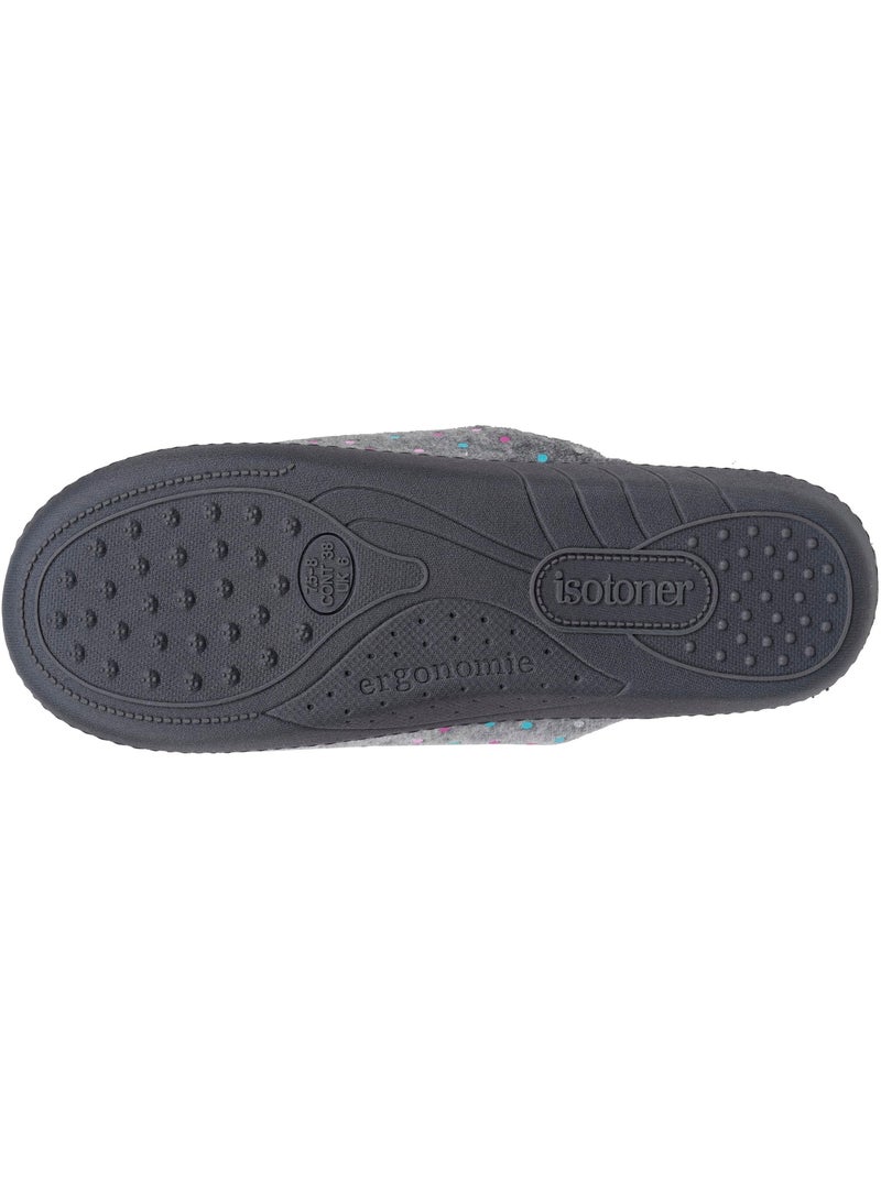 Chaussons mules velours semelle ergonomique, mousse à femme Isotoner Gris - Kiabi