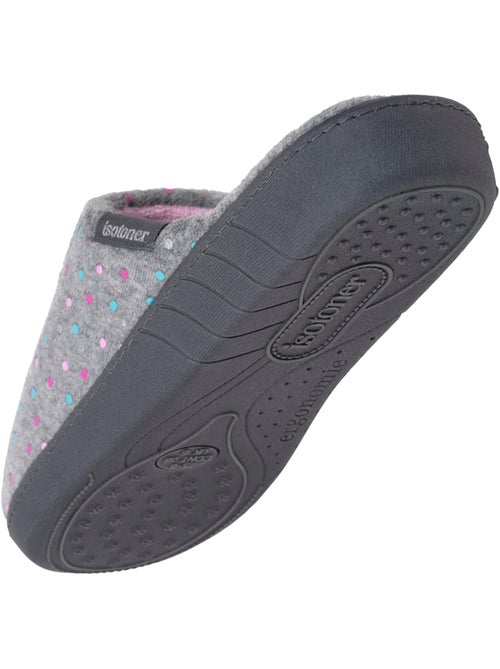 Chaussons mules velours semelle ergonomique, mousse à femme Isotoner - Kiabi
