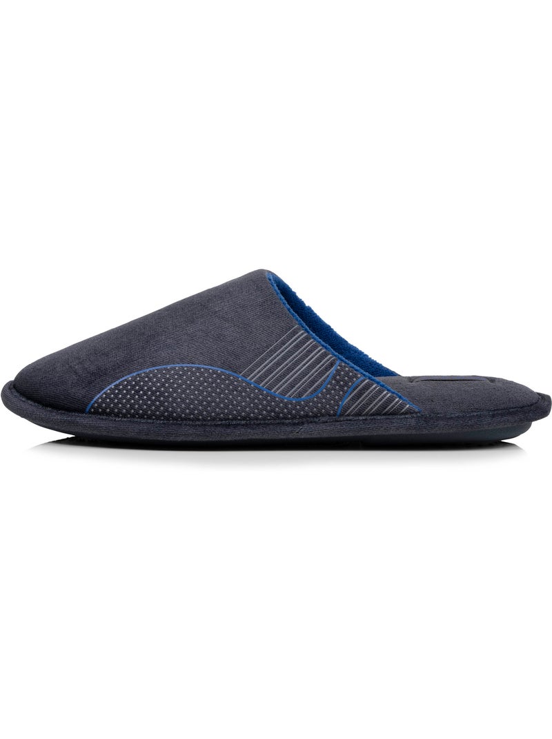 Chaussons mules velours, semelle ergonomique, mousse à homme Isotoner Bleu denim - Kiabi