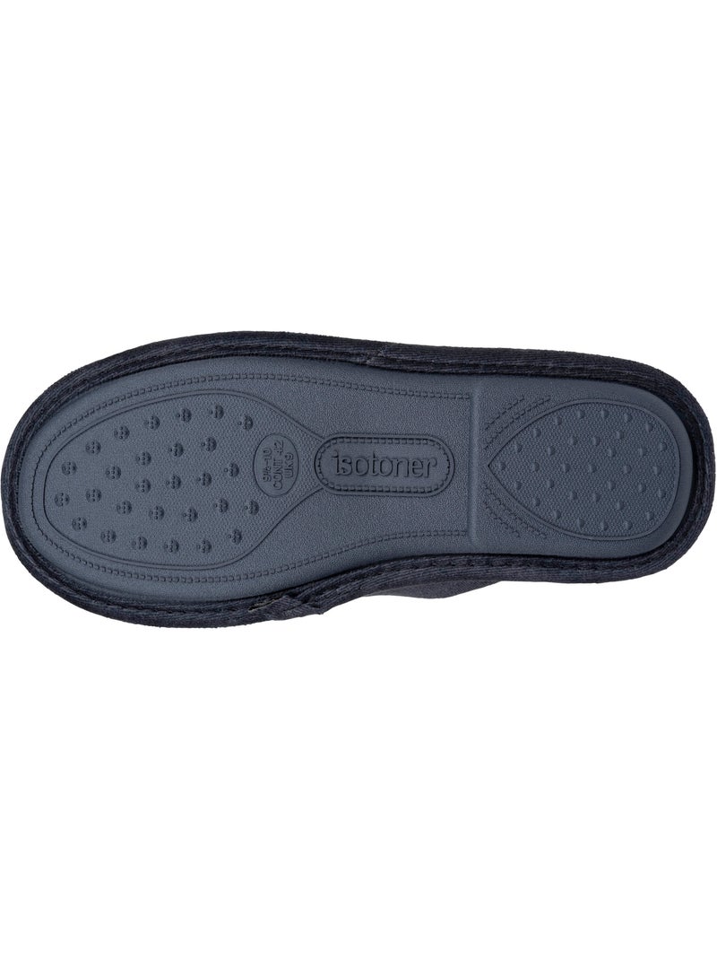 Chaussons mules velours, semelle ergonomique, mousse à homme Isotoner Bleu denim - Kiabi