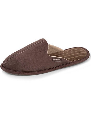 Chaussons mules velours, semelle ergonomique, mousse à homme Isotoner