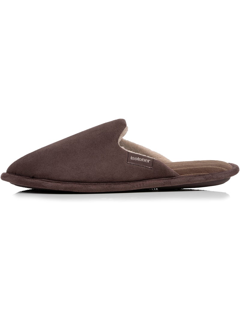 Chaussons mules velours, semelle ergonomique, mousse à homme Isotoner Marron cappuccino - Kiabi
