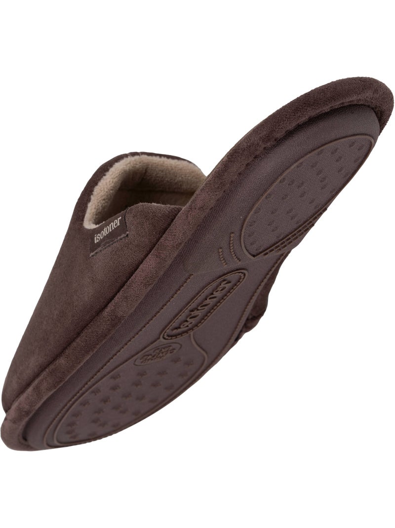 Chaussons mules velours, semelle ergonomique, mousse à homme Isotoner Marron cappuccino - Kiabi